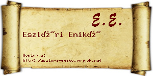 Eszlári Enikő névjegykártya